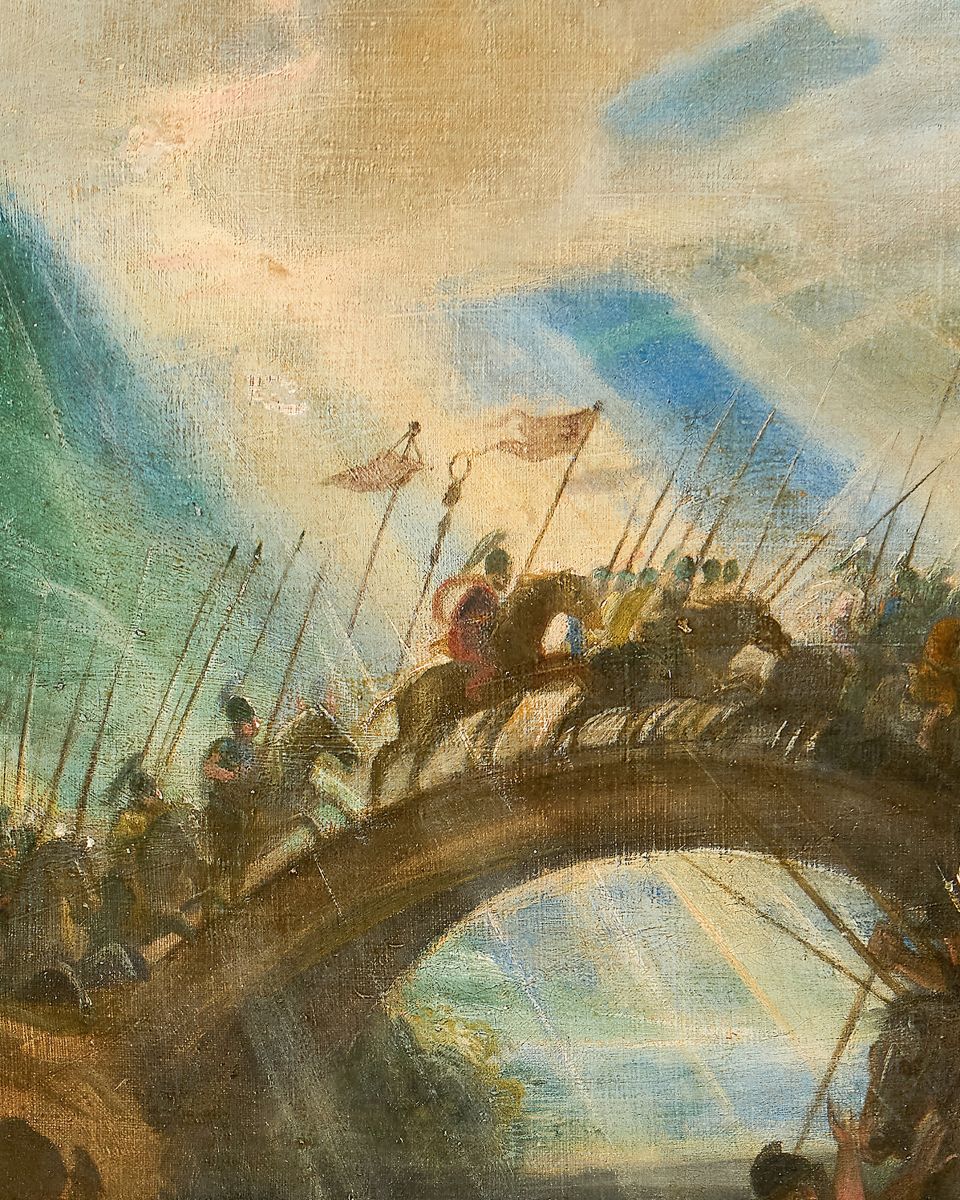 Dans notre tableau, un sens luministe nouveau apparaît. La grande trouée des rayons de soleil dans les nuages blancs dans un bleu limpide est d'une liberté absolue, prélude à l'art d'un Velázquez (Les Lances, v. 1635, Musée du Prado) ou Delacroix 